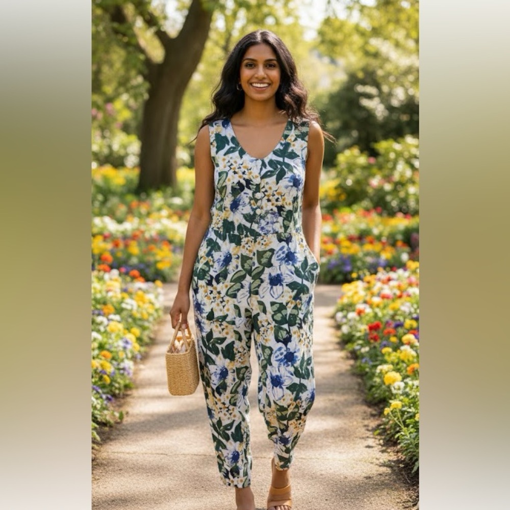 Floral Sleeveless Jumpsuit - Vintage Carol Anderson